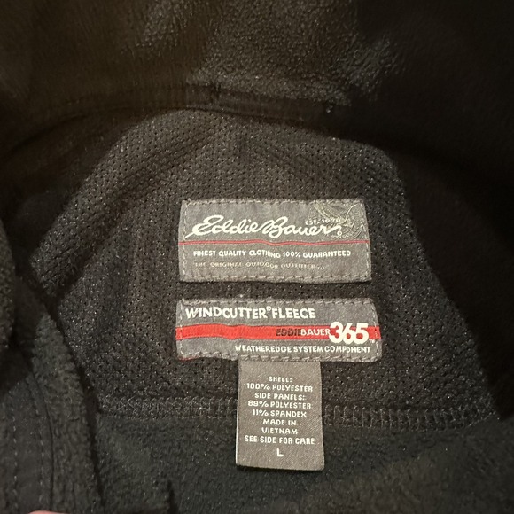 Eddie Bauer Jacket Mens Large Navy Black Polartec Full Zip Windcutter Fleece - Picture 3 of 6